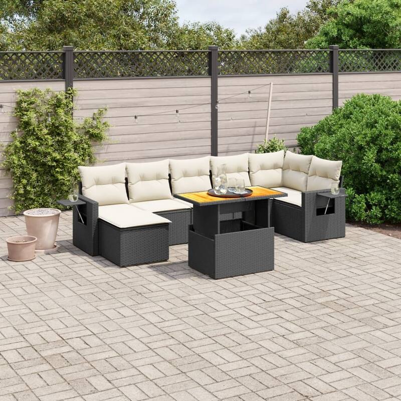 vidaXL Patio Sofa Set with Cushions Table and Sofa Modules 8 Piece Poly Rattan - 21.7 x 39.4 x 28.7