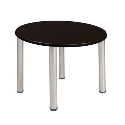 Kerry 42" Round Breakroom Table- Mocha Walnut/ Chrome