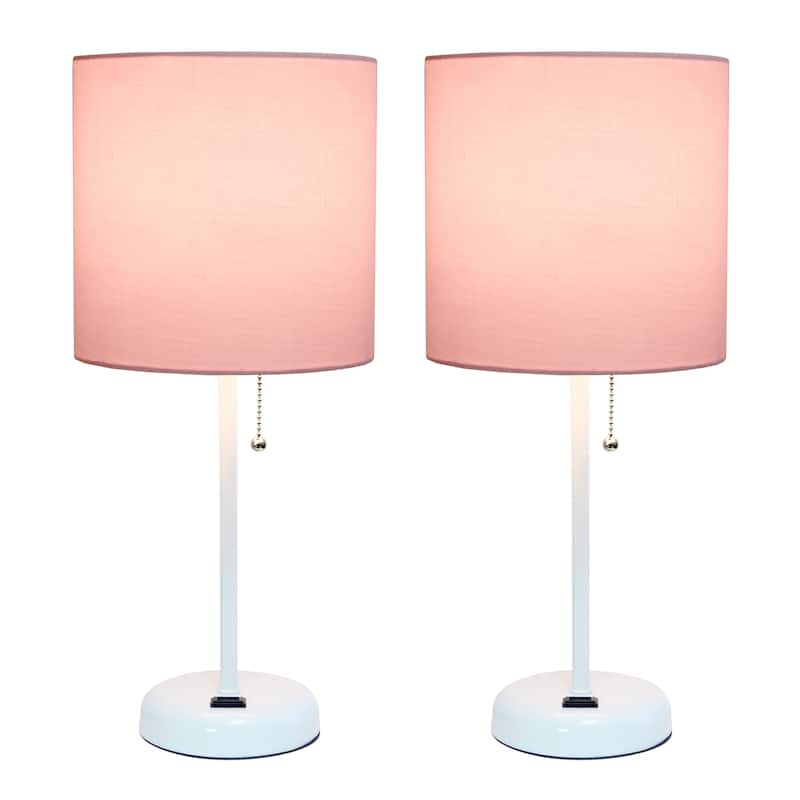Simple Designs 19.5" 2 Pack Table Desk Lamp Set with Charging Outlet - 19.50