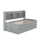 preview thumbnail 12 of 24, Light Gray Twin Captain Bed with Bookcase Headboard, Trundle, and Drawers