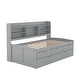 preview thumbnail 12 of 24, Twin Wooden Captain Bed with Bookshelves, Trundle, and Drawers, Light Grey