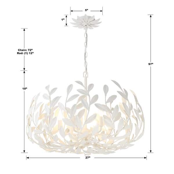 Broche 6 Light Matte White Chandelier - 27"W x 19"H x 27"D