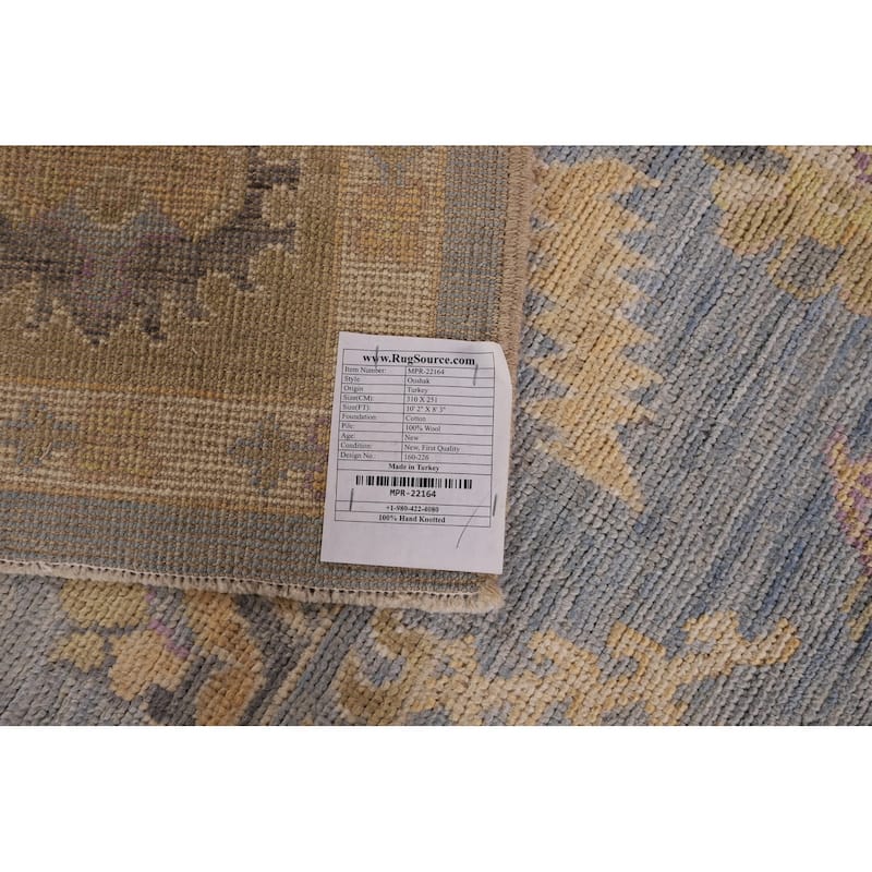 Light Blue Vegetable Dye Oushak Area Rug Hand-Knotted Wool Carpet - 8'3" x 10'2"