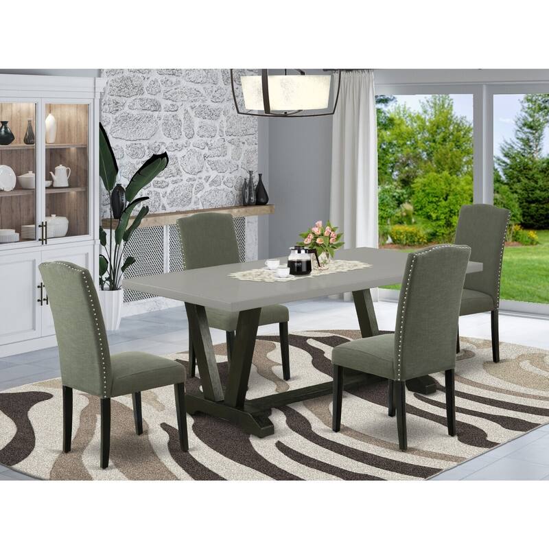 5-Piece Dinette Set - Dining Table with 4 Chairs - Modern Kitchen Table Set - Black Finish - 72