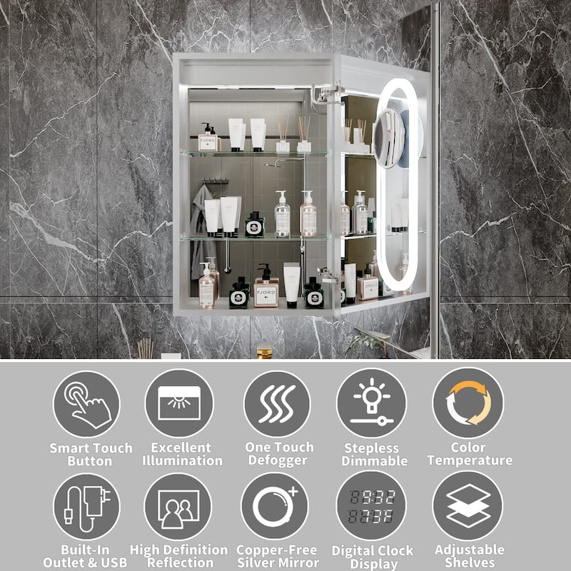 Modland 20x32" LED Recessed or Surface Medicine Cabinet with Mirror