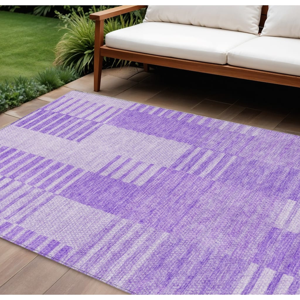 HomeRoots Striped Transitional Rectangle Outdoor Rug