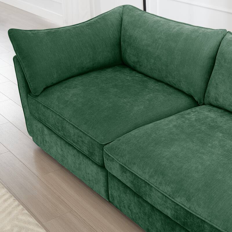 Modern Chenille Sectional Sofa Couch with Hidden Storage & 2 Ottoman
