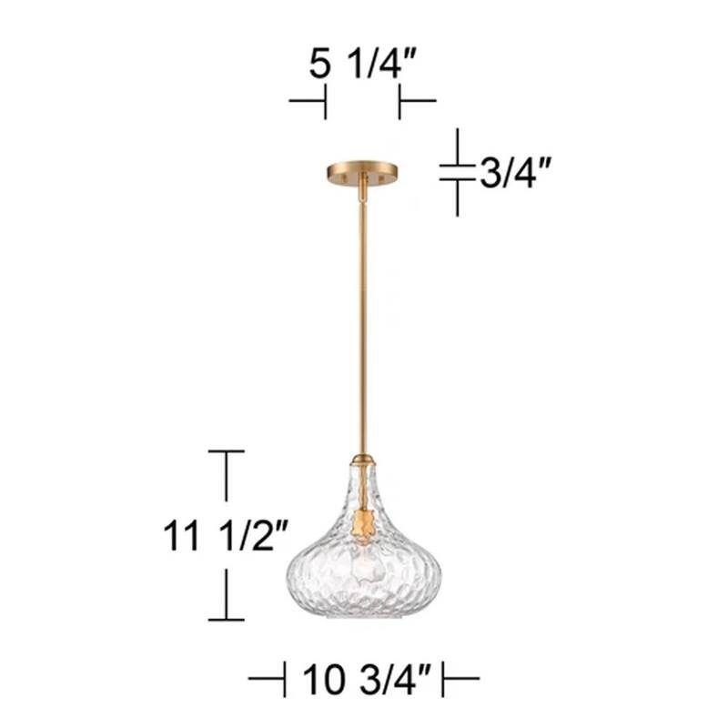 Gold Mini Pendant 11" Modern Clear Glass Shade Fixture - 10" x 11"