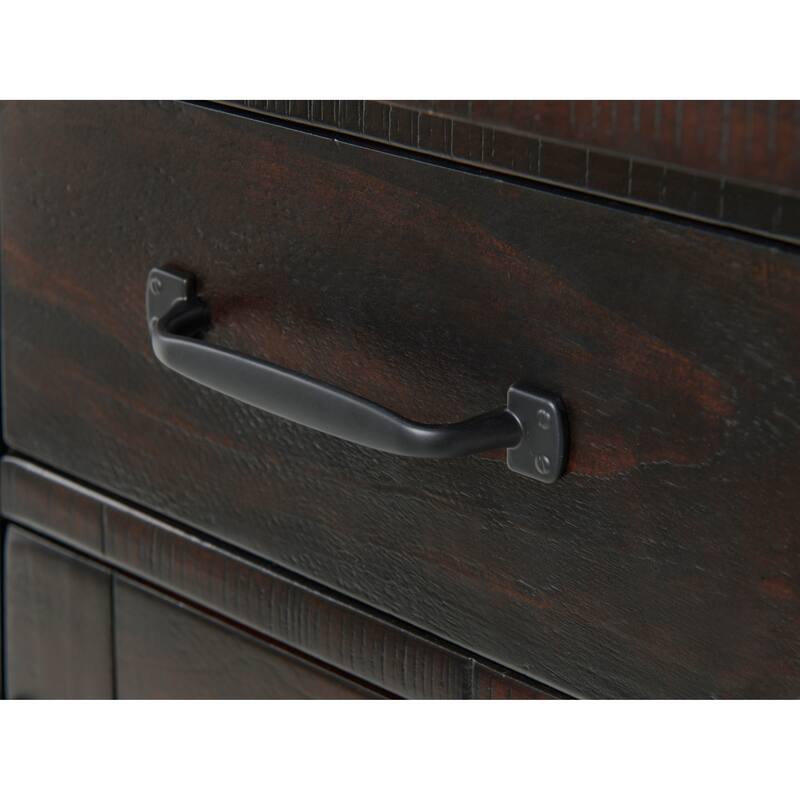 Rustic Solid Wood Chairside End Table with Hidden Charging Station