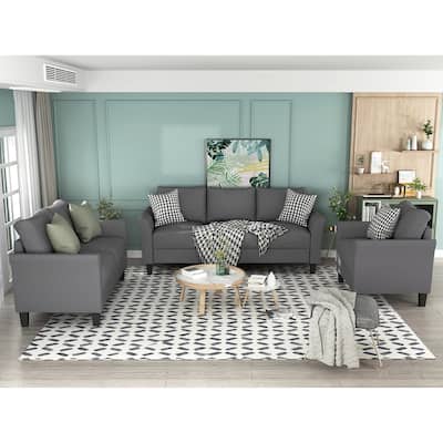 Mordern Polyester-blend 3 Pieces Sofa Set, Living Room Set