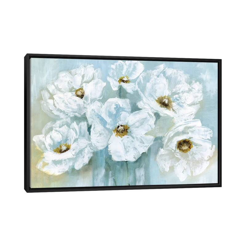 iCanvas "White Poppy Bouquet" by Nan Framed - Black - 26x40