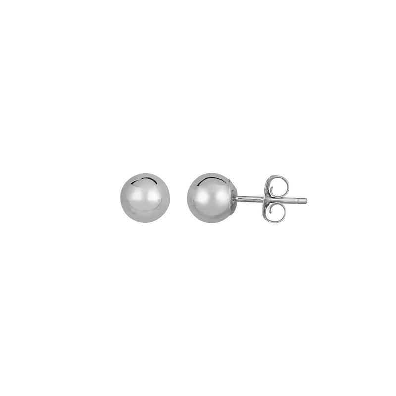 Curata 14k White Gold 6.0mm Polished Ball Post Earrings