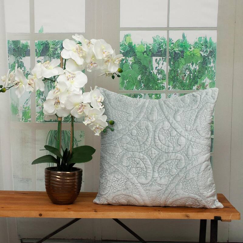 20" Gray Transitional Quilted Throw Pillow