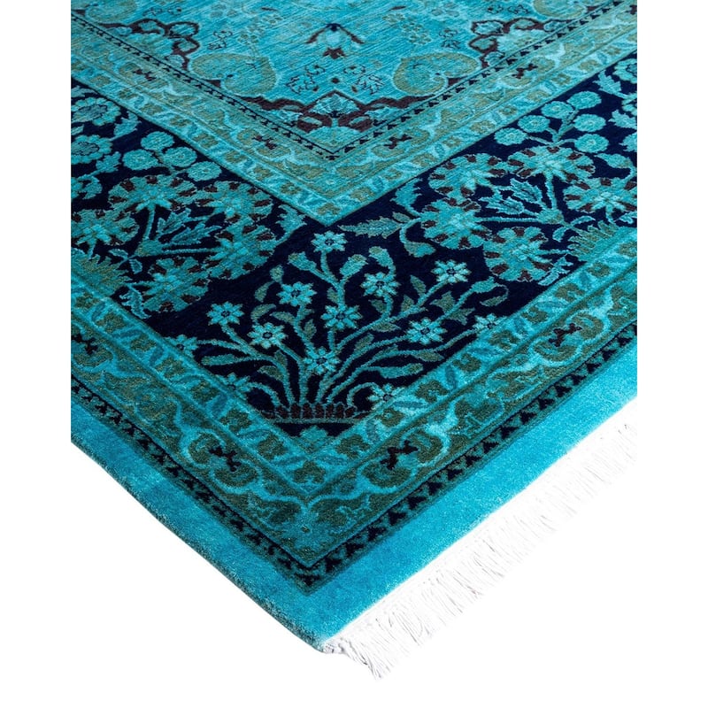 Overdyed, One-of-a-Kind Hand-Knotted Area Rug - Blue - 8' 1" x 10' 2"