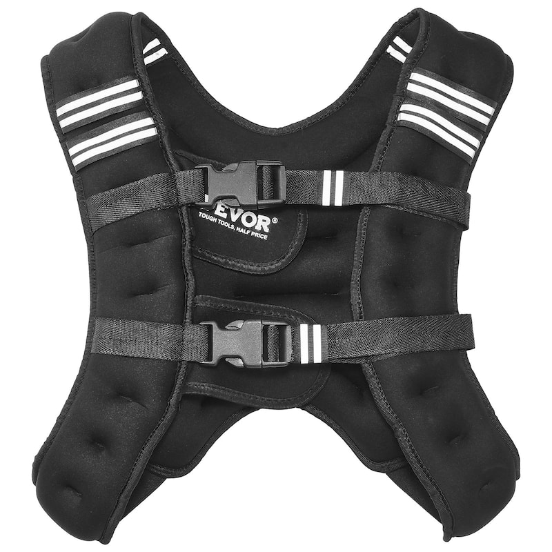 Black Neoprene Weighted Vest 30lbs with Pockets and Reflective Strips - 12 lbs