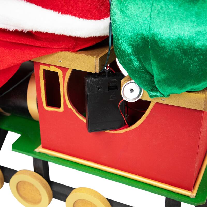 Santa Claus on Locomotive Train Car Christmas Figure - 36"