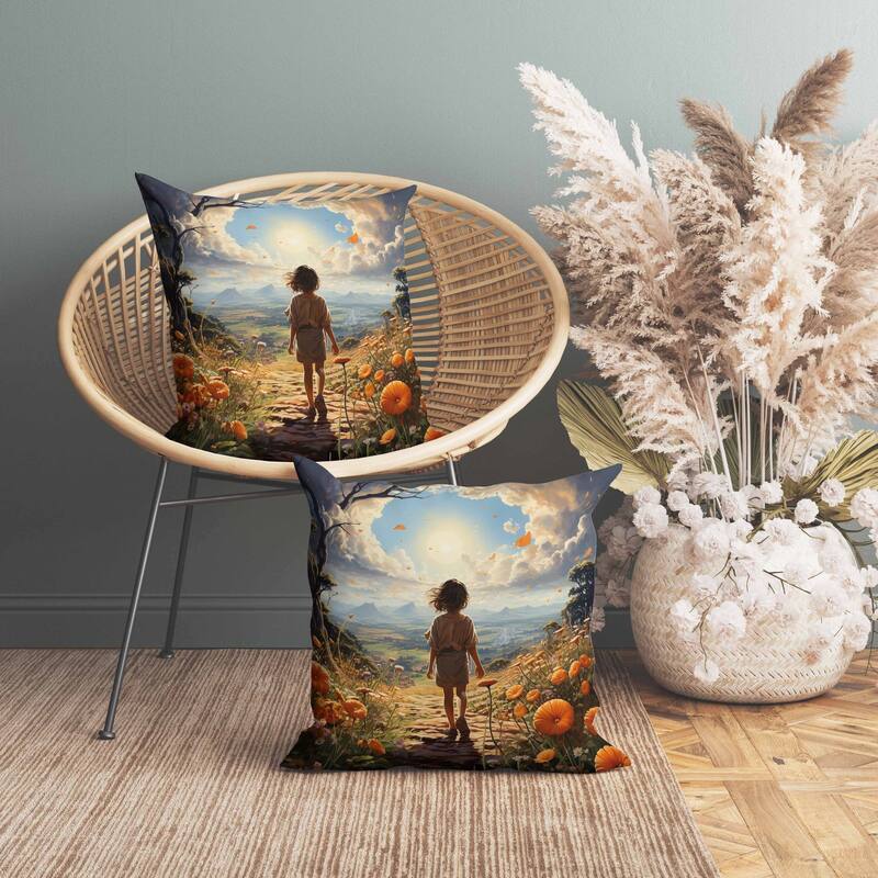 Curious Child Indoor/Outdoor Reversible Throw Pillow Multi