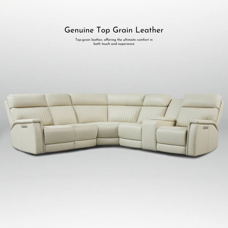 6PCS, 3 power Recliners, Leather Reclining Sectional with Power headrest & lumbar, USB & USB-C Ports