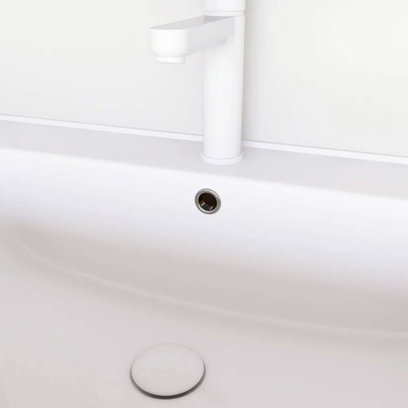 Wall-Mounted Bathroom Vanity with White Ceramic Sink