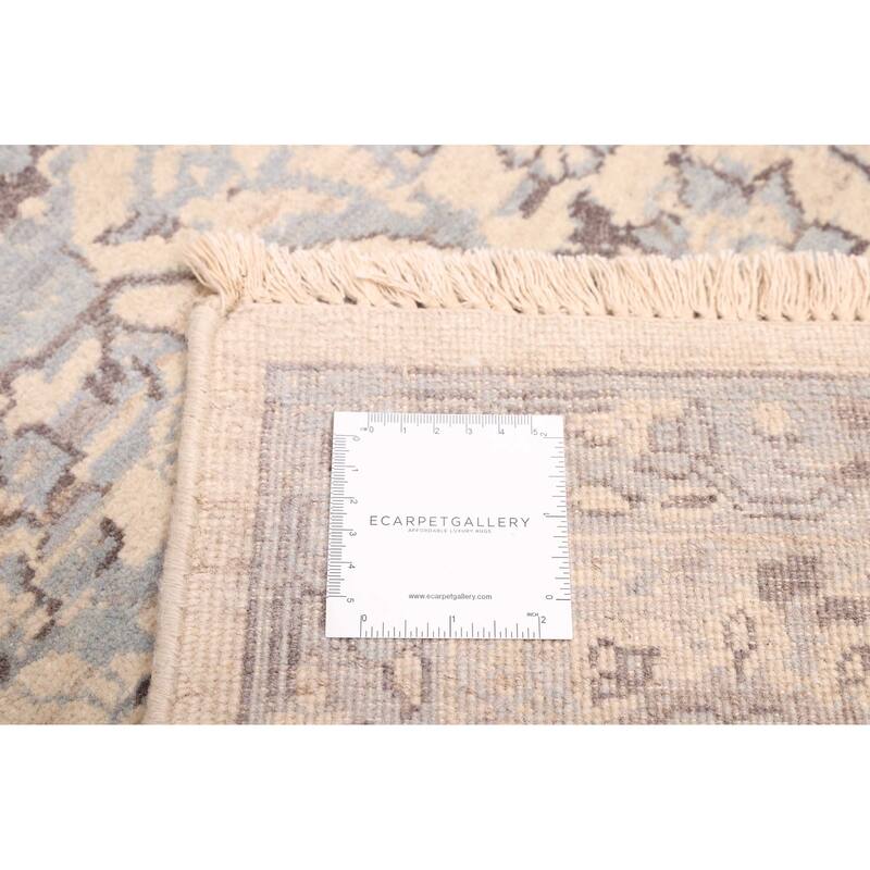 ECARPETGALLERY Hand-knotted Jamshidpour Ivory, Light Blue Wool Rug - 6'1 x 8'9