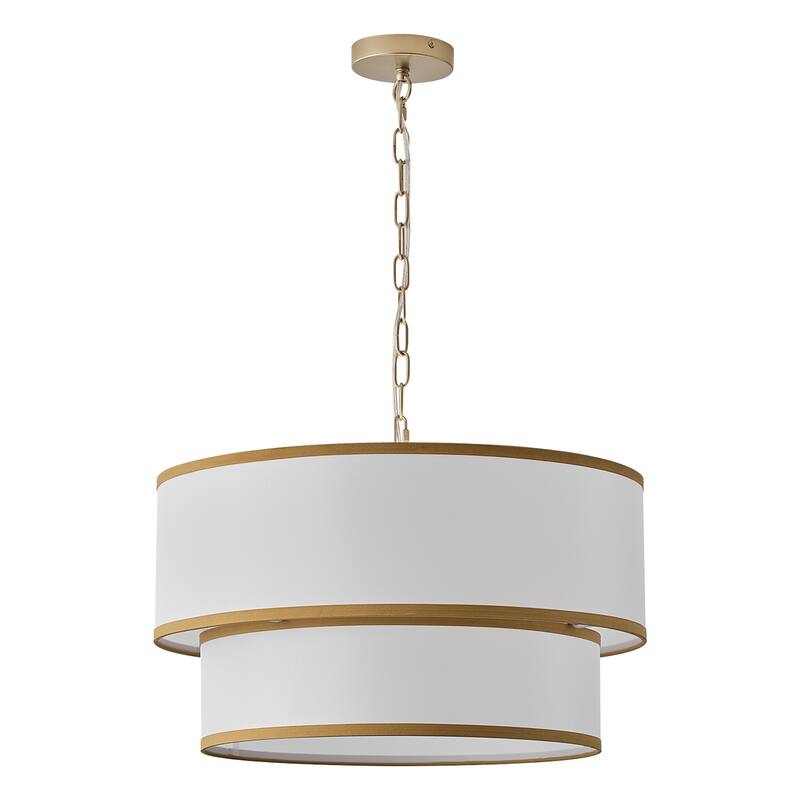 Starsky 5-Light White Fabric Drum Chandelier