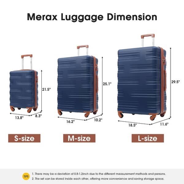 3-Pcs Spinner Luggage Sets Travel Suitcase with TSA Lock (20