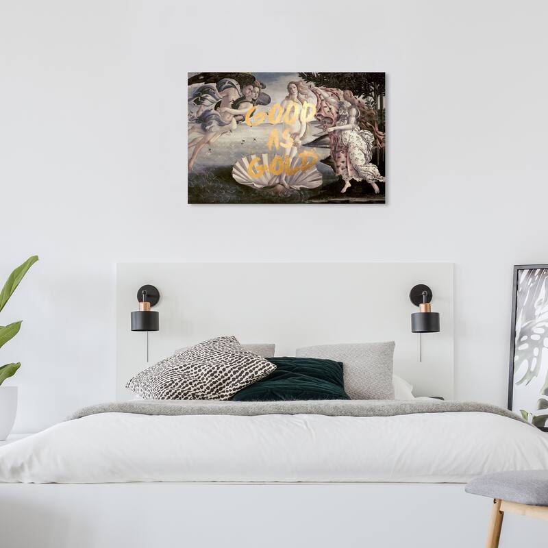 Wynwood Studio Canvas Fashion and Glam Good as Gold Gold and Cream White Modern & Contemporary Wall Art Canvas Print - 24 x 36