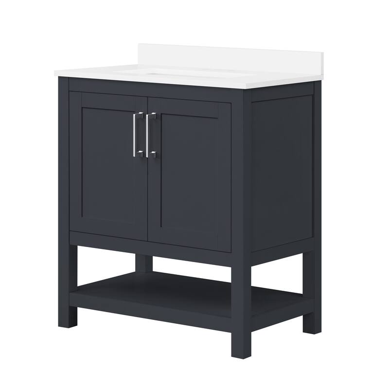 Ove Decors Vegas 30" Bathroom Vanity Combo w/ Top and Backslplash, Dark Charcoal