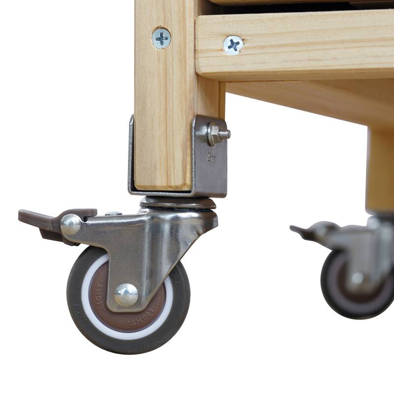 50.25'' Rubber Wood Kitchen Island with Spice Rack , Towel Rack, and Rolling Wheels - 50.25'' x 18.5'' x 36.25''