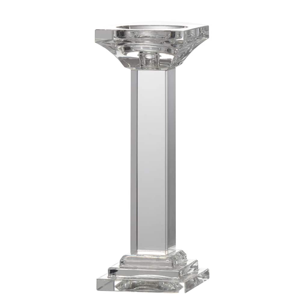 Tall Crystal Pillar Candle Holder - 13" - Clear