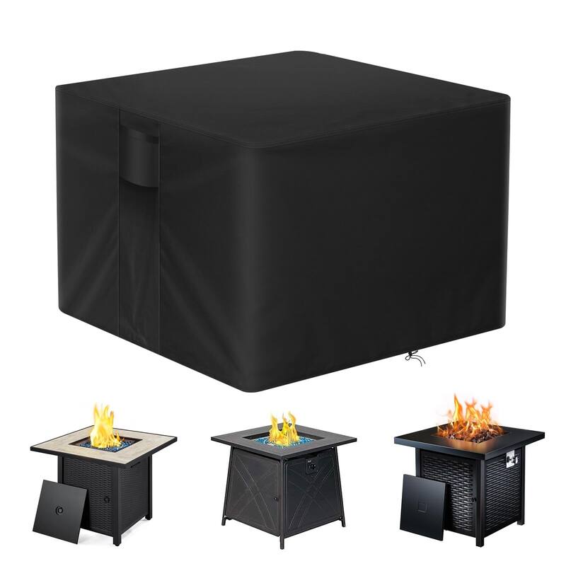 Square Fire Pit Cover Waterproof Patio Fire Table Cover 420D - X-large