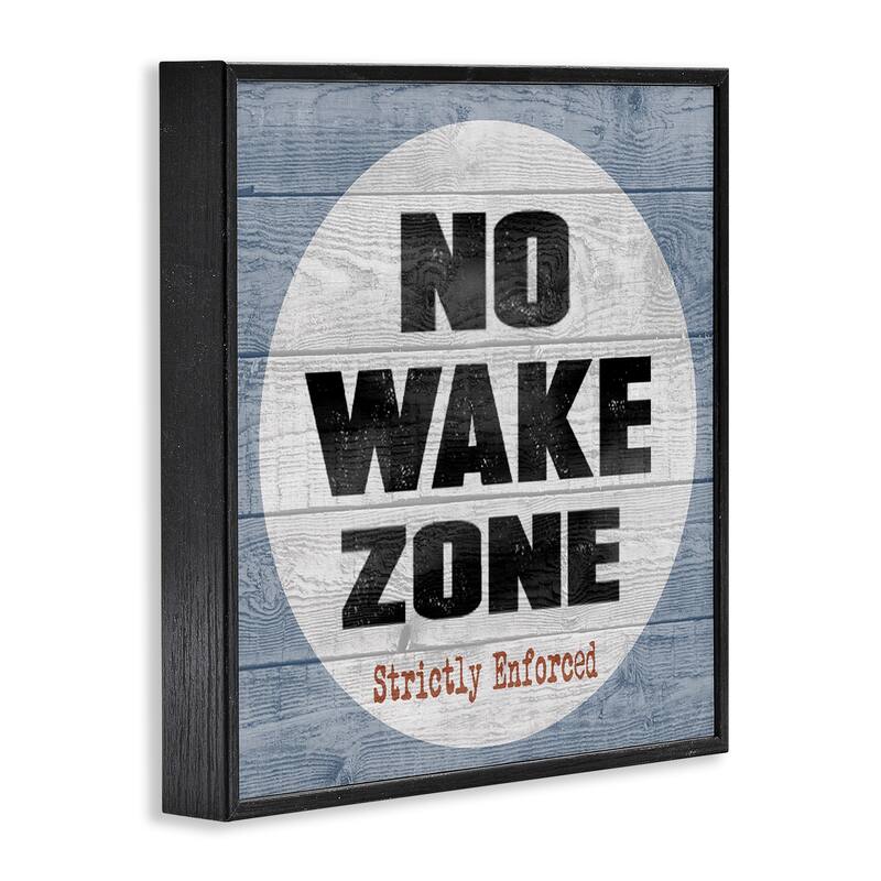 Stupell No Wake Zone Beach Plank Framed Giclee Texturized Art, 12 x 1.5 x 12, Made in USA