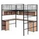 preview thumbnail 8 of 14, Full Size Metal Loft Bed with Bookcase, Built in Desk and Cabinet