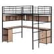 preview thumbnail 7 of 26, Full Size Metal Loft Bed with Bookcase, Desk, and Cabinet, Black - Space-Saving Design, Durable Construction for Bedroom
