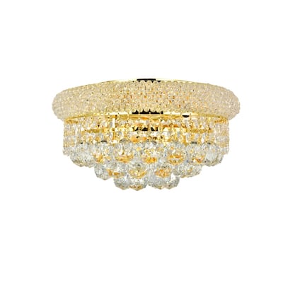 Somette Geneva 6-light Royal Cut Crystal and Gold Flush Mount