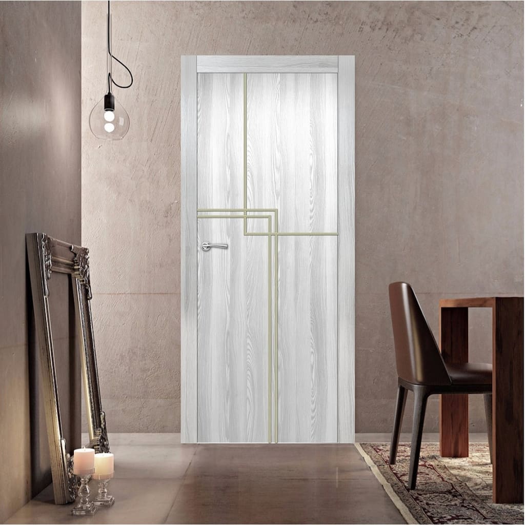 Valusso Design Prefinished Door Slab Jupiter Ice Maple Gold Lines