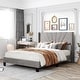 preview thumbnail 20 of 26, Queen Size Velvet Upholstered Platform Bed, Box Spring Needed Grey