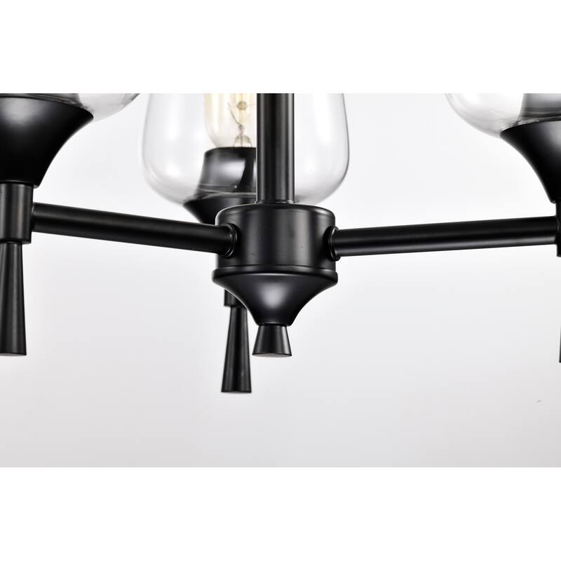 Matte Black 3-Light Modern Chandelier with Clear Wine Glass Shades