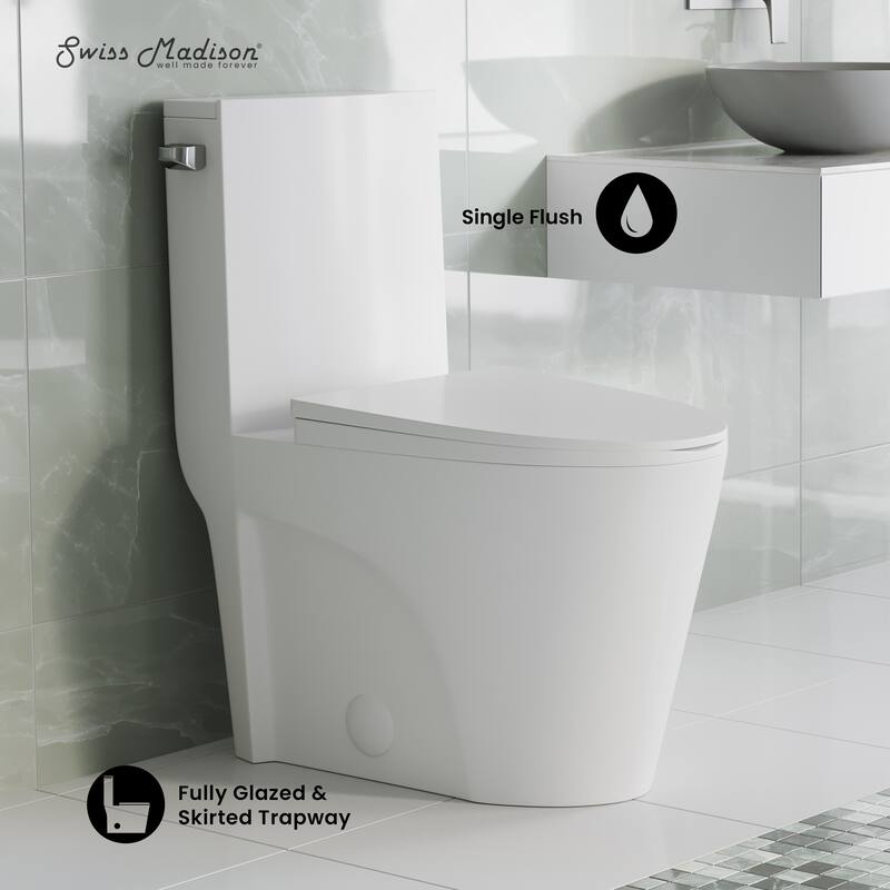 St. Tropez One-Piece 10" Rough-In 1.28 Gpf Left-Hand Vortex Flush Elongated Toilet In Matte White
