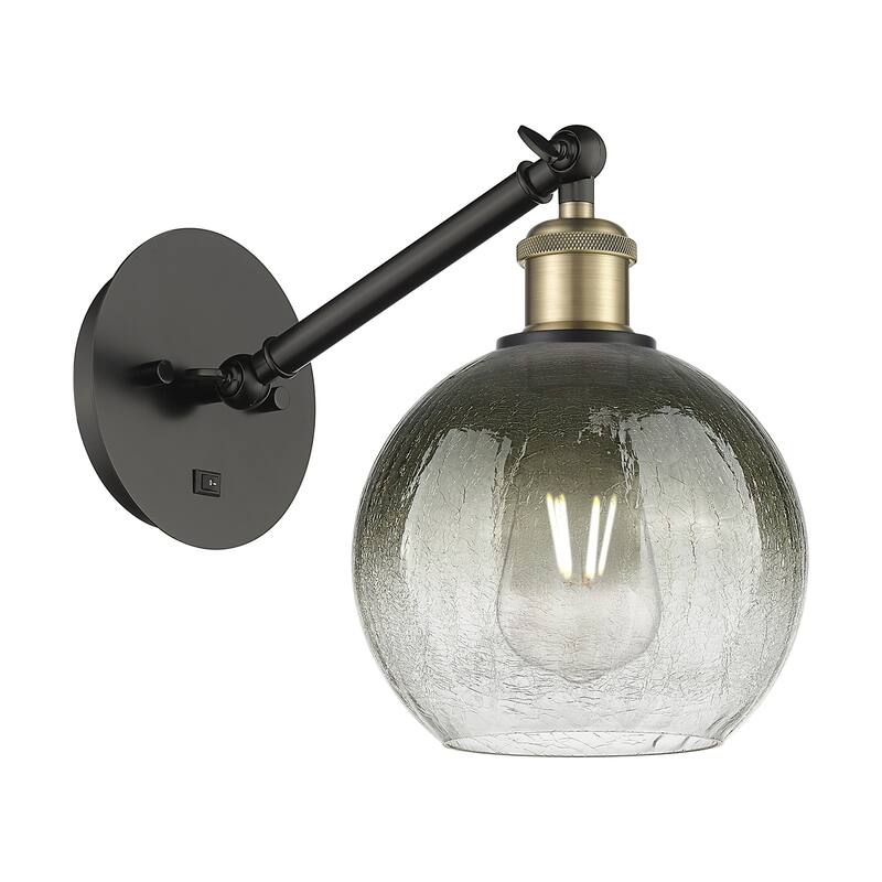 Innovations Lighting 317-1W-11-8 Brookhaven Globe Sconce Brookhaven - Black Antique Brass / Slate
