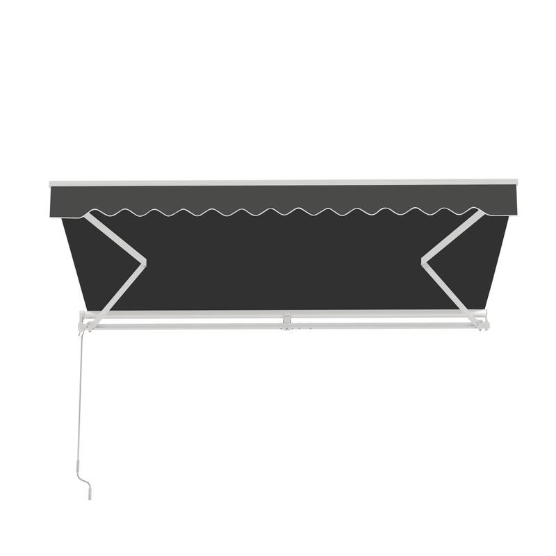 ALEKO Caribbean Manual Retractable Patio Awning - White Frame - Onyx Black - 12 x 10 Feet