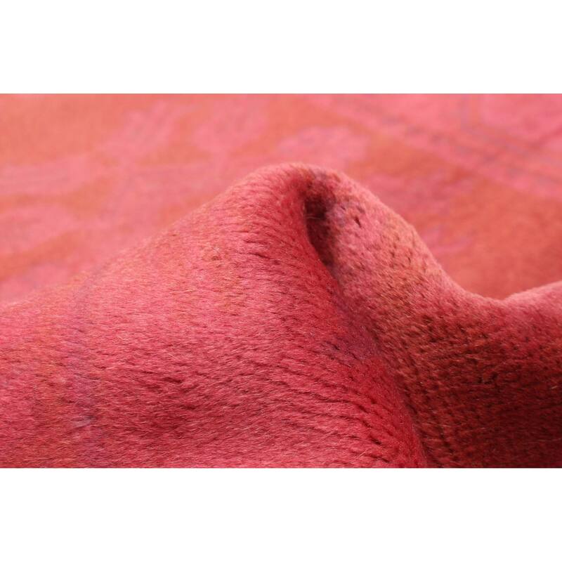 ECARPETGALLERY Hand-knotted Color Transition Pink Wool Rug - 2'8 x 9'11