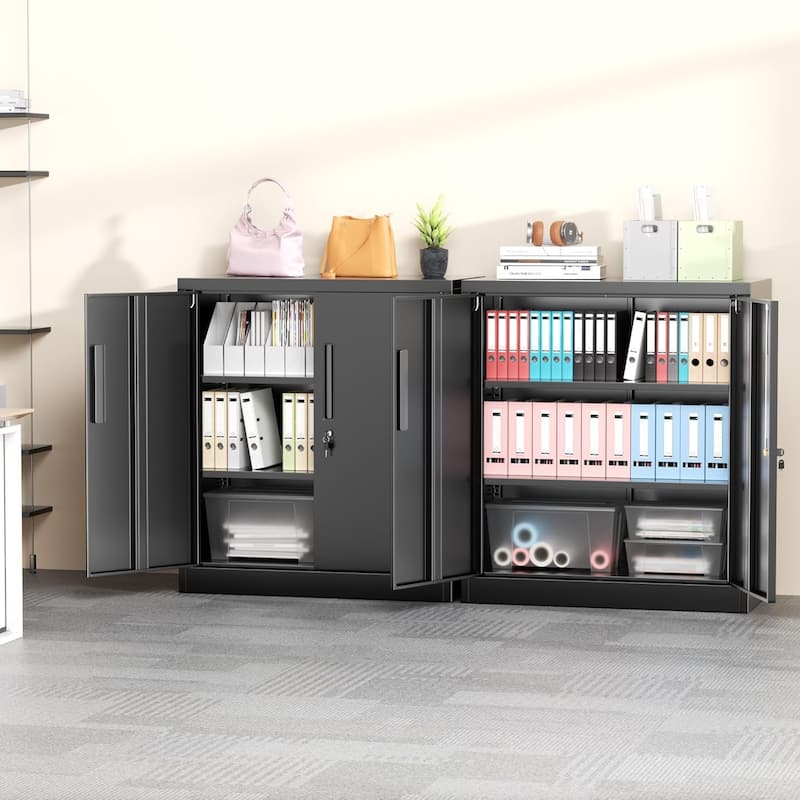 36 inch - 71 inch Tall File Cabinet Metal Storage Cabinet with Lockable Doors and Adjustable Shelves for Office, Home, Pantry