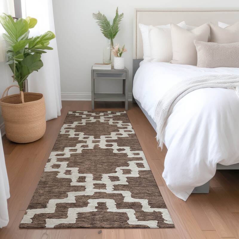 Premium Washable Super Soft Geo Trellis Mayfield Rug - Brown - 2'3" x 7'6"
