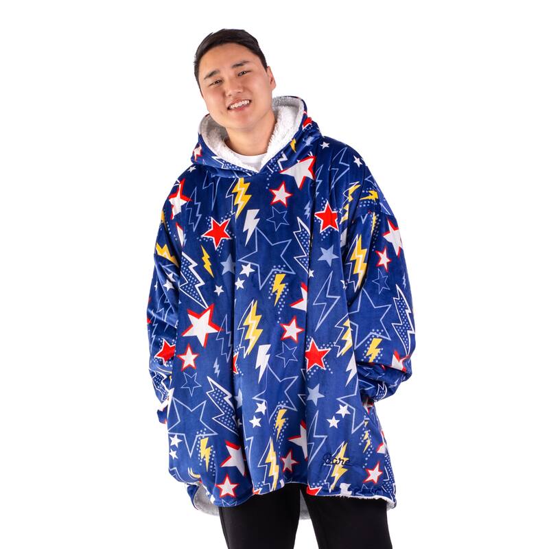 Bare Homey B-Cozy Oversized Sherpa Wearable Blanket - Adult - Superhero