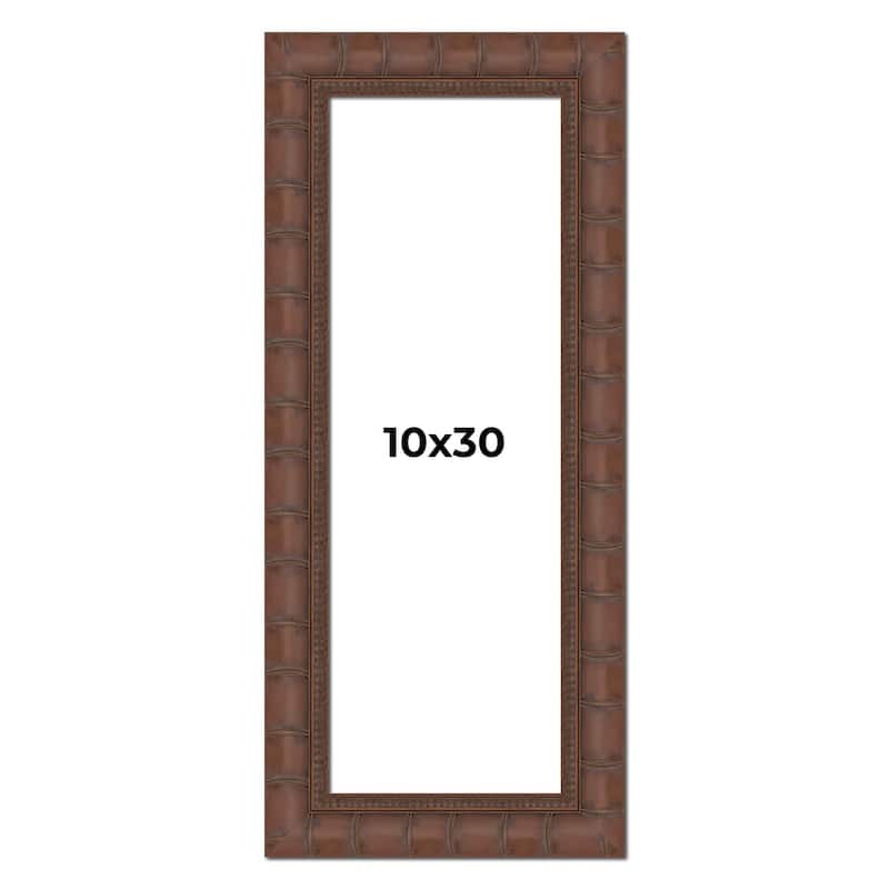10x30 Brown Wide Bamboo Picture Frame - UV Acrylic, Foam Board Backing, Hanging Hardware - Holds 10x30 Photo