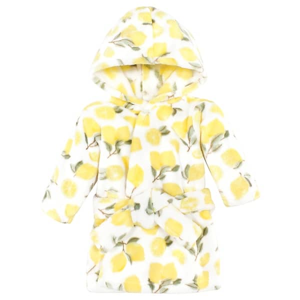 slide 1 of 1, Hudson Baby Infant Girl Plush Animal Face Bathrobe, Lemon, 0-9 Months - Lemon - 0-9 Months 0-9 Months - Lemon
