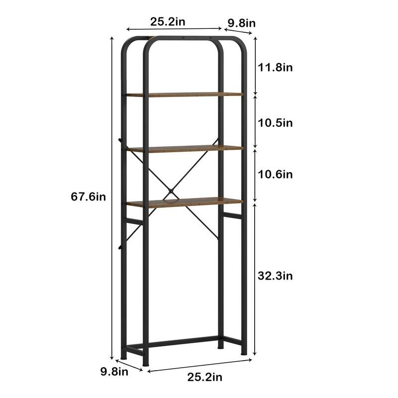 4 Tier Freestanding Industrial Bathroom Organizer - 9.8"D x 25.2"W x 67.6"H