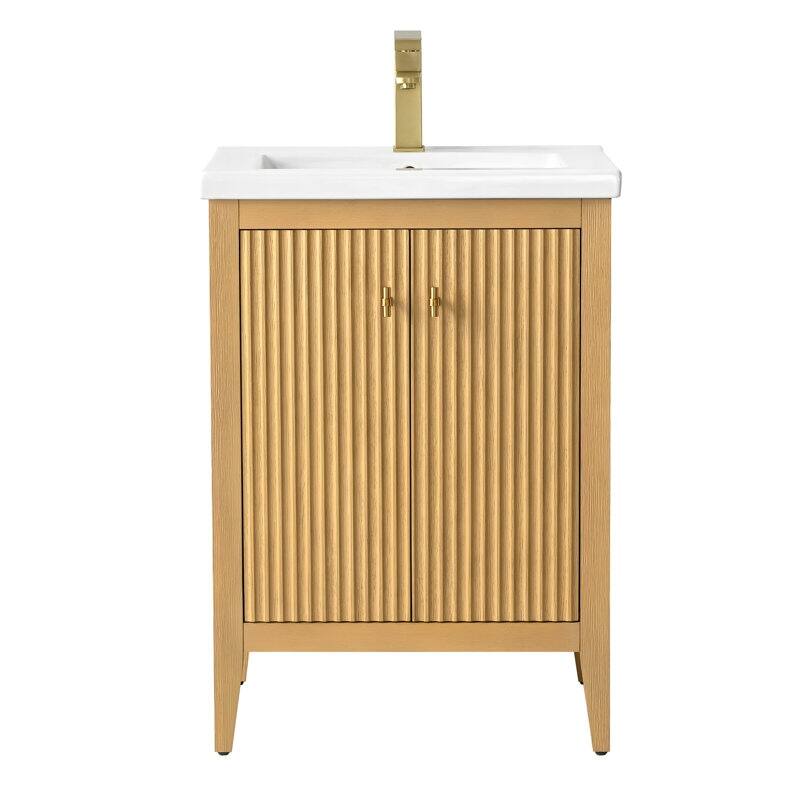Vanity Art 24" Single Sink Bathroom Vanity Cabinet with Ceramic Top