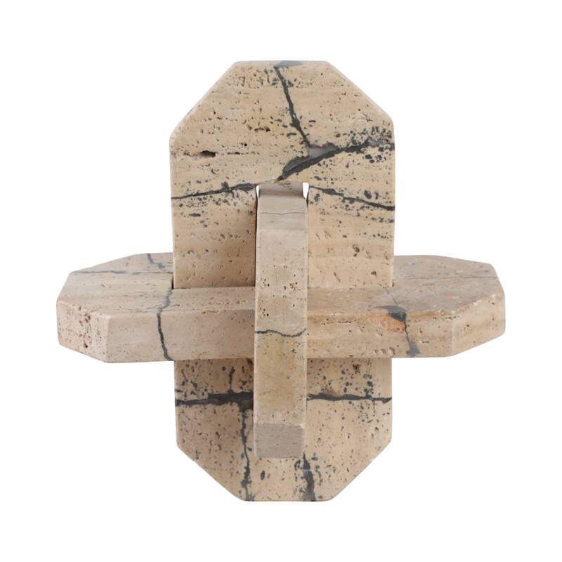 Stone Decorative Object Interlocking Geometric Sculptural Design